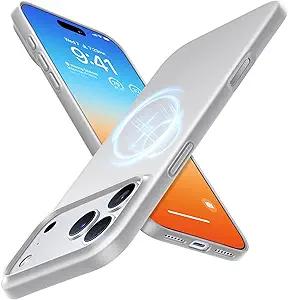 TORRAS Magnetic SlimFit for 17 PRO MAX Case, UltraThin ProMax 17 Phone Case Compatible with MagSafe, Light AntiScratch Matte Hard PC Bayer 6.9 inch OriginFit, Silver