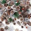 200-Piece Christmas Pinecone Decor Set, Natural Pinecone Acorns Berry Pine Branch Ornaments for Autumn and Winter Crafts Decorating, Bowl Vase Fillers, DIY Crafts Home Xmas Tree Gift Party Supplies