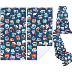 2 Pack Car Seat Towel Covers Athletic Running Towel Performance Microfiber Post Workout Sweat Washable Cover Non Slip for Seat Outdoor Sport (National Park)