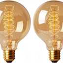 CTKcom G30 Edison Globe Bulbs (2 Pack)- G95 E27 Antique Incandescent Bulb 40W Equivalent Warm White Lamps,Spiral Tungsten,for Loft Coffee Bar Restaurant Kitchen Lights