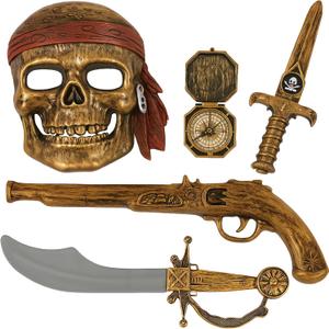 ArtCreativity Pirate Play Set for Kids  5PC Set with Plastic Sword, Pistol, Dagger, Compass & Mask, Costume Accessory, Photo Booth Prop & Pretend Play Toy for Boys & Girls