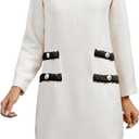 LifeShe Women's Long Sleeve Tweed Mini Dress Business Work Short Dress Elegant Cute Party Dresses (M)