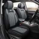 OASIS AUTO Car Seat Covers Full Set Premium Waterproof Faux Leather Cushion Universal Accessories Fit SUV Truck Sedan Automotive Vehicle Auto Interior Protector (OS010-Gray)