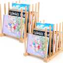 Hicarer 2 Pack Wooden Tabletop Gift for Christmas Art Painting Storage Display Rack 15" Art Canvas Storage, up to 10 Artboards, Drying Rack for Canvas, Frame, Drawing, Paper Pad, Printed Matter
