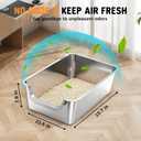 Stainless Steel Litter Box with High Sides,23.6" L X 15.7" W X 7.8" H,Extra Large Jumbo Cat Litter Box,XL Kitty Metal Liter Box for Indoor Big Cat,Non-sticky,Anti-Leakage(Entry on Short Side)