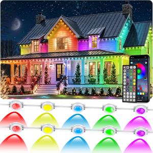 300FT Permanent Outdoor RGB Lights, IP67 Waterproof Smart Eave Lighting, with App/Remote Control Eaves Light, DIY LED Scenes Modes for House Roof Decor,Christmas,Party,All Holiday and Daily. 300FT Permanent Outdoor RGB Lights, IP67 Waterproof Smart Eave Lighting, with App/Remote Control Eaves Light, DIY LED Scenes Modes for House Roof Decor,Christmas,Party,All Holiday and Daily.