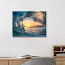 Ocean Wave Picture Wall Art: Tropical Seascape Sunset Canvas Prints for Office (16'' x 12'' x 1 Panel)