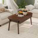 Oval Coffee Table with Storage - 39.4” Mid Century Modern Coffee Tables for Living Room, Farmhouse Wooden Center Table with 2 Drawers - Walnut Color, 39.4''W x 19.7''D