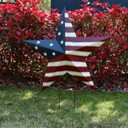 Linfevisi Metal Stars Patriotic Yard Stakes Decorative American Flag Garden Stakes 4th of July Decorations Outdoor Barn Star USA Yard Sign Lawn Ornament for Outside Memorial Day Red White Blue 27.5