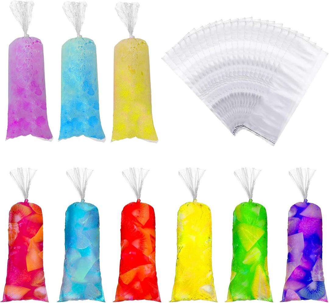 Ice Popsicle Bags Disposable Ice Pop Mold Bags Plastic Ice Candy Bags for Making Ice Pop Yogurt Candy Freeze Pops (120)