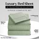 Twin Sheet Set - 3-Piece Striped Deep Pocket Twin Bed Sheets - Ultra-Soft & Wrinkle-Free Twin Size Bedding - Cooling Microfiber Twin Bed Sheet Set with 1 Fitted Sheet, 1 Flat Sheet, 1 Pillowcases