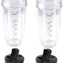 JOYSTAR 2pcs Replacement 24oz Nutri Ninja Cups with Lid for Blender, Transparent, 24oz