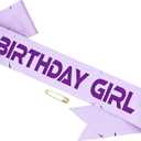 4 x Birthday Girl Sash, Purple Kpop Birthday Decorations Movie Theme Party Decorations for Fans, Happy Birthday Decorations for Party Birthday Graduation Bachelor (#Pink)