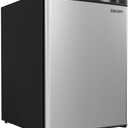 EUHOMY 2.1 Cubic Feet Freezer, Single Door Compact Mini Freezer with Reversible Stainless Steel Door, Removable Shelves, Small freezer for Home/Dorms/Apartment/Office, New Silver