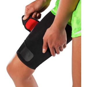 Adjustable Thigh Brace Support, Quadriceps Support and Thigh Wraps for Men and Women. Unisex Breathable Neoprene Non-Slip Hamstring Compression Sleeve, S/M