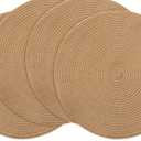 Floroom 15 Inch Round Braided Placemats Set of 4, Washable Heat Resistant Cotton Polyester Circle Place Mats for Kitchen Dining Table - Brown