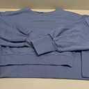 Zwurew Womens Casual Sweatshirt Long Sleeve Tops Crewneck Loose Fit Tee Pullover Crop Tshirt Side Slit Fall Fashion 2024 (Small, Blue)