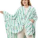 Berkshire Peanuts Wearable Throw Snoopy Print PrimaLush Plush Shawl Blanket, 58" x 64"