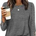 WIHOLL Long Sleeve Shirts for Women Lightweight Sweaters 3/4 Length Sleeve Fall Outfits 2025 Winter Clothing Dressy Casual