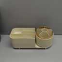 Zufudo Makeup Organizer Countertop with Drawer 360 Rotating Brush Holder Storage Large Capacity Skincare Cosmetic Display Cases for Vanity Bathroom Desktop, Model 3016 Cream