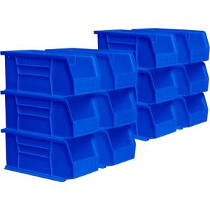 Akro-Mils 30230 AkroBins Plastic Storage Bins, Space-Saving Stackable Bins for Garage, Pantry, Craft Organization, 10.5 "L x 5.5 "W x 5"H, Blue, 12-Pack