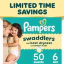 Pampers Swaddlers Diapers, Size 6 (23-44 lbs), 50 Count, Absorbent, Keeps Baby Dry and Comfortable, Skin Safe Disposable Baby Diaper  