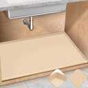 TRZZ Silicone Waterproof Under Sink Mat 28" x 19", Drip Tray and Cabinet Liner for Kitchen and Bathroom, Prevents Water Damage and Organizes Cabinets (Beige)
