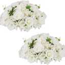 NUPTIO Flower Ball Arrangement Bouquet - 2 Pcs 15.7 inch Diameter White Fake Flowers Roses Balls for Centerpieces Tables - Artificial Rose Arrangements for Wedding Centerpiece Table Decorations