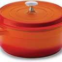 Hercules by Mundial, Cast-Aluminum Dutch Oven Pot with Lid & Handles, All Stove types, Oven-Safe Casserole Cookware with Nonstick Enamel, Orange 26L