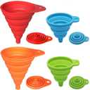 KongNai Kitchen Funnel Set 4 Pack, Small and Large, Kitchen Gadgets Accessories Foldable Silicone Collapsible Funnels for Filling Water Bottle Liquid Transfer Food Grade