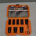 XEWEA 9PCS Lug Nut Extractor Set, 1/2" Drive Impact Bolt Remover Socket Tool, Wheel Lock Removal Kit, Easy Out Extractor Set for Damaged, Frozen, Rusted, Rounded-Off Bolts, Father's Day Gift