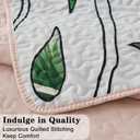 Yogeneg Queen Quilt Bedding Set,White Green Botanical Pattern Blush Full/Queen Quilt Set,3 Piece Lightweight Soft Summer Bedspread Coverlet with 2 PIillow Shams,All Season(Blush,90"x96")