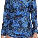 Halcurt Women's Long Sleeve Rash Guard Swim Shirt with Tie Drawstring UPF 50+ Sun Protection Swimsuit Top (XXL)