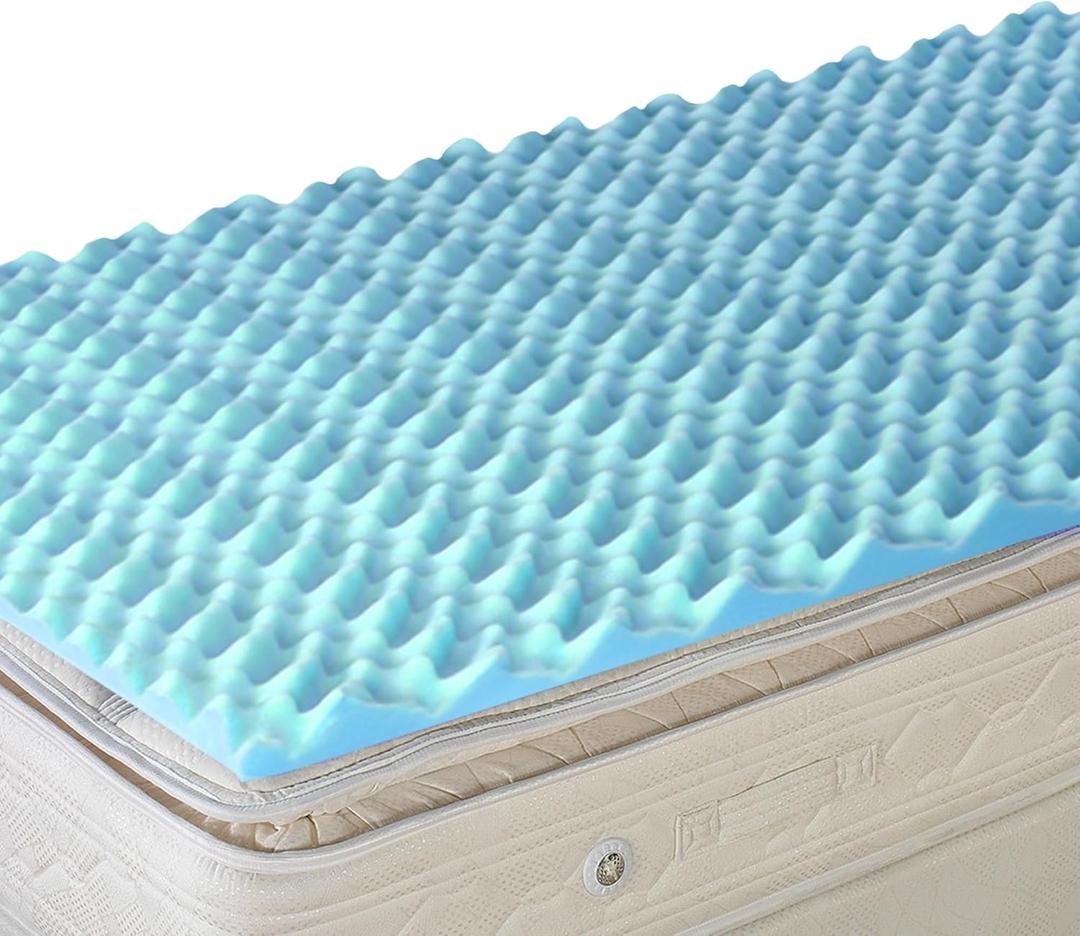 DMI 2-Inch Foam Mattress Topper, Egg Crate Foam Pad for Support, Air Circulation, Pressure Relief & Weight Distribution, Twin Size 33 x 72, Blue