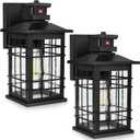 Motion Sensor Outdoor Wall Lights Black, Dusk to Dawn Outside Porch Lights Fixture Wall Mount, Waterproof Exterior Light Fixtures, 2-Pack Matte Black Wall Sconces Lantern for House Patio Garage (11.4 inch)