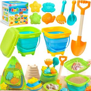 Collapsible Beach Sand Toys for Kids Toddlers, Collapsible Sand Bucket with Sifter Shovels Set with Mesh Bag and Sand Molds, Travel Beach Sandbox Toys for Boys Girls 3 4 5 6 7 8 9 10 Collapsible Beach Sand Toys for Kids Toddlers, Collapsible Sand Bucket with Sifter Shovels Set with Mesh Bag and Sand Molds, Travel Beach Sandbox Toys for Boys Girls 3 4 5 6 7 8 9 10