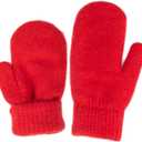 Winter Warm Mittens for Women - Cold Weather Stretch Thick Lining Knitted Gloves S/M (Red)