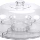 Cake Stand with Dome Cover, 6-in-1 Multi-Purpose Use, Cake Stand with Lid, Serving Platter, Punch Bowl, Desert Platter and More, BPA Free
