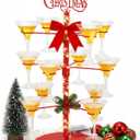 Christmas Cocktail Tree Stand Merry Christmas Tree Drink Holder 3 Tier 12 Holders for Champagne, Martini and Margarita Cups Holder for Xmas Winter Birthday Weddings Bridal Shower Parties
