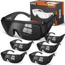 OXG Safety Glasses Over Eyeglasses Anti-Fog, ANSI Z87.1 Safety Goggles Eye Protection Glasses for Men and Women (Black-6 Pack)
