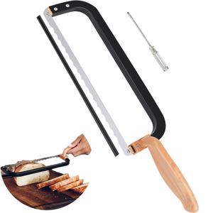 Bread Knife for Homemade Bread Bow Knife 16", Bread Saw Sourdough Slicer Aluminum Alloy Sourdough Cutter Suit for Left & Right Handed People to Cut Baguettes Vegetables Fruits 1Count, Aluminum alloy-Black Color