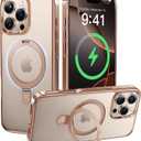 CASEKOO Desert Titanium with Magnetic Invisible Stand for iPhone 16 Pro Max Case [Compatible with MagSafe] [16FT Military-Grade Protection] Shockproof Polished Frame Phone Grip Cover 6.9 inch Gold
