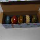 LamDawn Cute Ceramic Succulent Garden Pots, Planter with Drainage and Attached Saucer, Set of 5 - Plants Not Included (Vivid Colors)