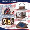 Patriotic Solar Lanterns Outdoor, Waterproof Garden Hanging Lanterns, 13" Patriotic Decorations Outdoor Lantern with Led Flameless Candles, 4th of July Lantern for Porch, Yard, Patio Decor