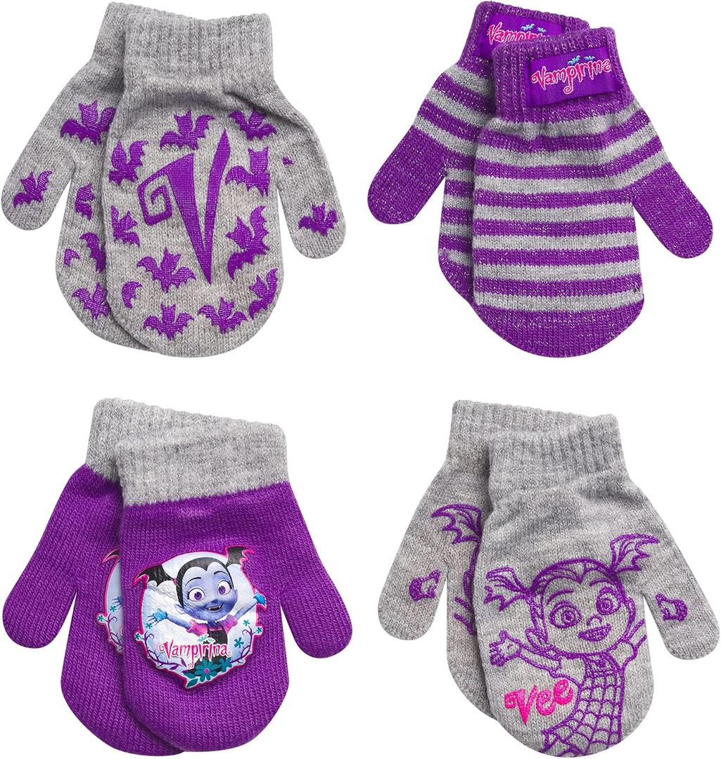 2 x Disney Girls 4 Pack Gloves or Mittens : Minnie Mouse, Vamperina (Toddler/Little Girls)
