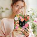 Wazzasoft for iPad Pro 13 inch Case with Keyboard M4 - Pencil Holder Folio Women Girls Cute Kawaii Strawberry Unique Design for Apple Tablet Cover Pro 13 2024, Cat Flower