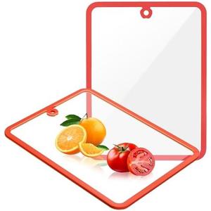 Cutting Board, Glass Cutting Boards for Kitchen, Chopping Board Set with Non-Slip Edges & Hanging Hole, Dishwasher- Safe Clear Cutting Board for Countertop, Meal Prep & Serving