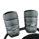 7AM Enfant Stroller Warmmuffs Gloves - Anti-Freeze Stroller Mittens for Handlebars, Water Repellent Hand Warmer Muff for Cold Weather, Plush Lined Stroller Warmmuffs | Winter Stroller Accessories (Metallic Grey)