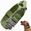 Tactical Dog Collar, Adjustable Military Training Nylon Dog Collar with Control Handle and Heavy Quick-Release Metal Buckle for Small Medium Large Dogs, Green XXL