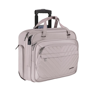VANKEAN Laptop Bag Women with Wheels, 15.6 Inch Rolling Briefcase for Women, Water Repellent Overnight Rolling Computer Bag with RFID Pockets for Travel Business Work School, Light Dusty Pink